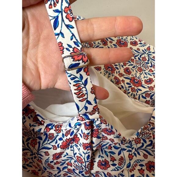 Lands End Blue & Coral Floral Tiered Adjustable Strap Swim Tankini Top 1X - Picture 8 of 9